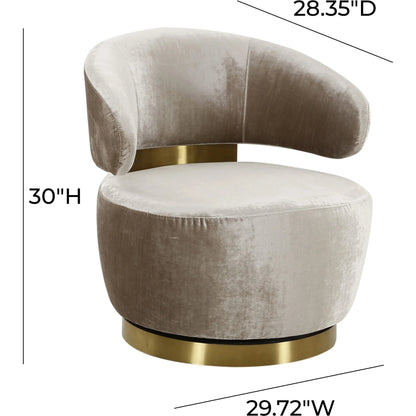 Austin Velvet Chair by TOV Furniture in champagne. Made from pine, stainless steel, velvet in a modern style.
