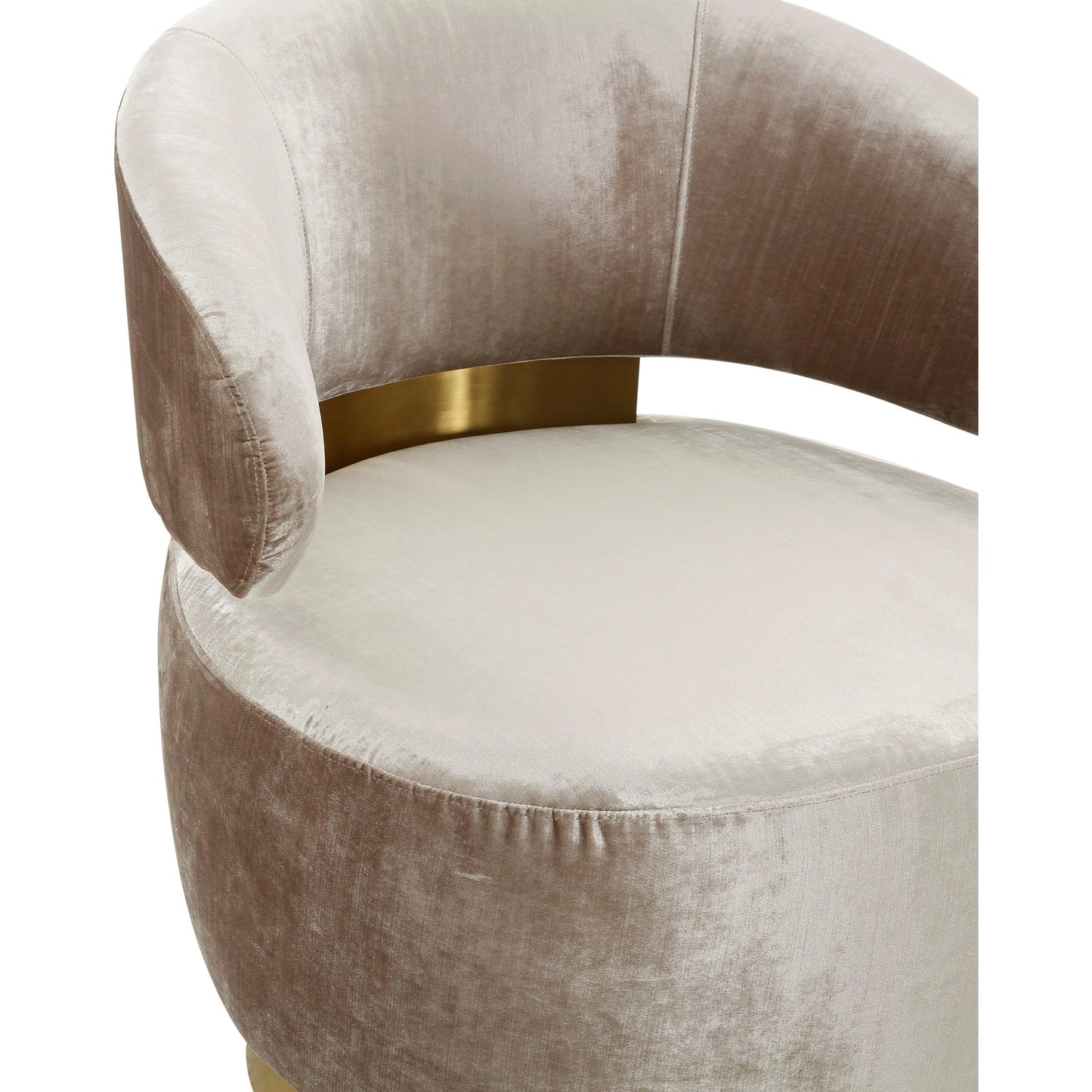004 SI-1984461 | Closeup | Austin Velvet Chair by TOV Furniture in champagne. Made from pine, stainless steel, velvet in a modern style.