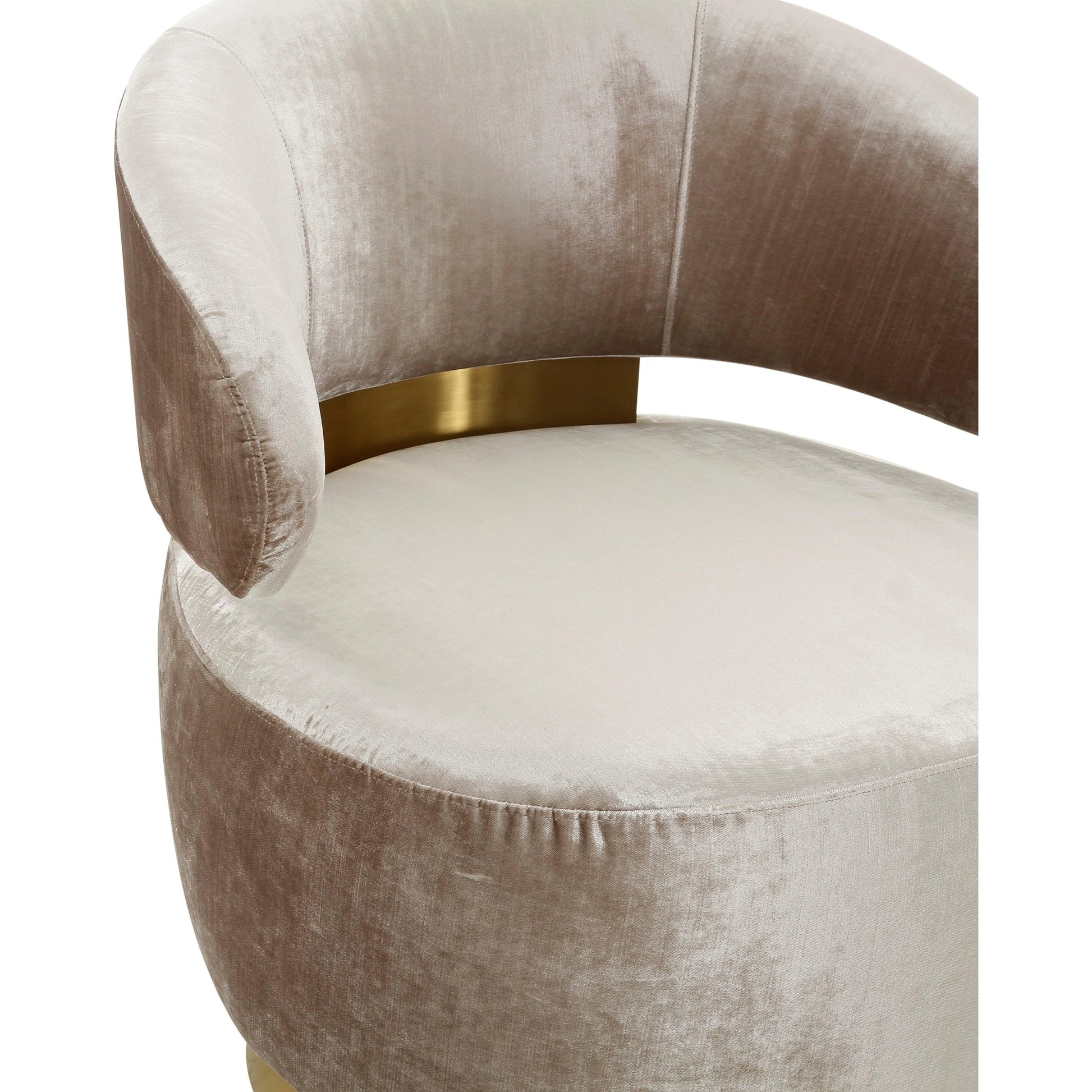 Austin Velvet Chair by TOV Furniture in champagne. Made from pine, stainless steel, velvet in a modern style.