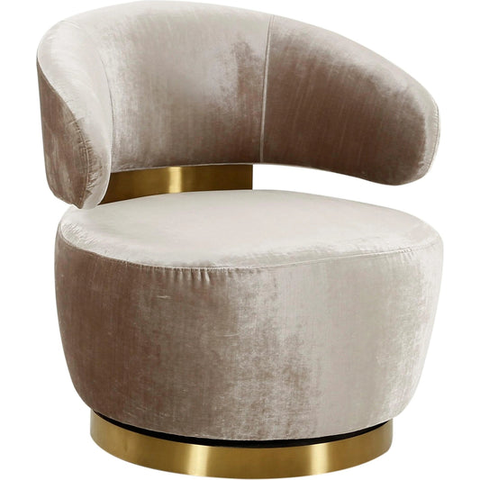 Austin Velvet Chair by TOV Furniture in champagne. Made from pine, stainless steel, velvet in a modern style.
