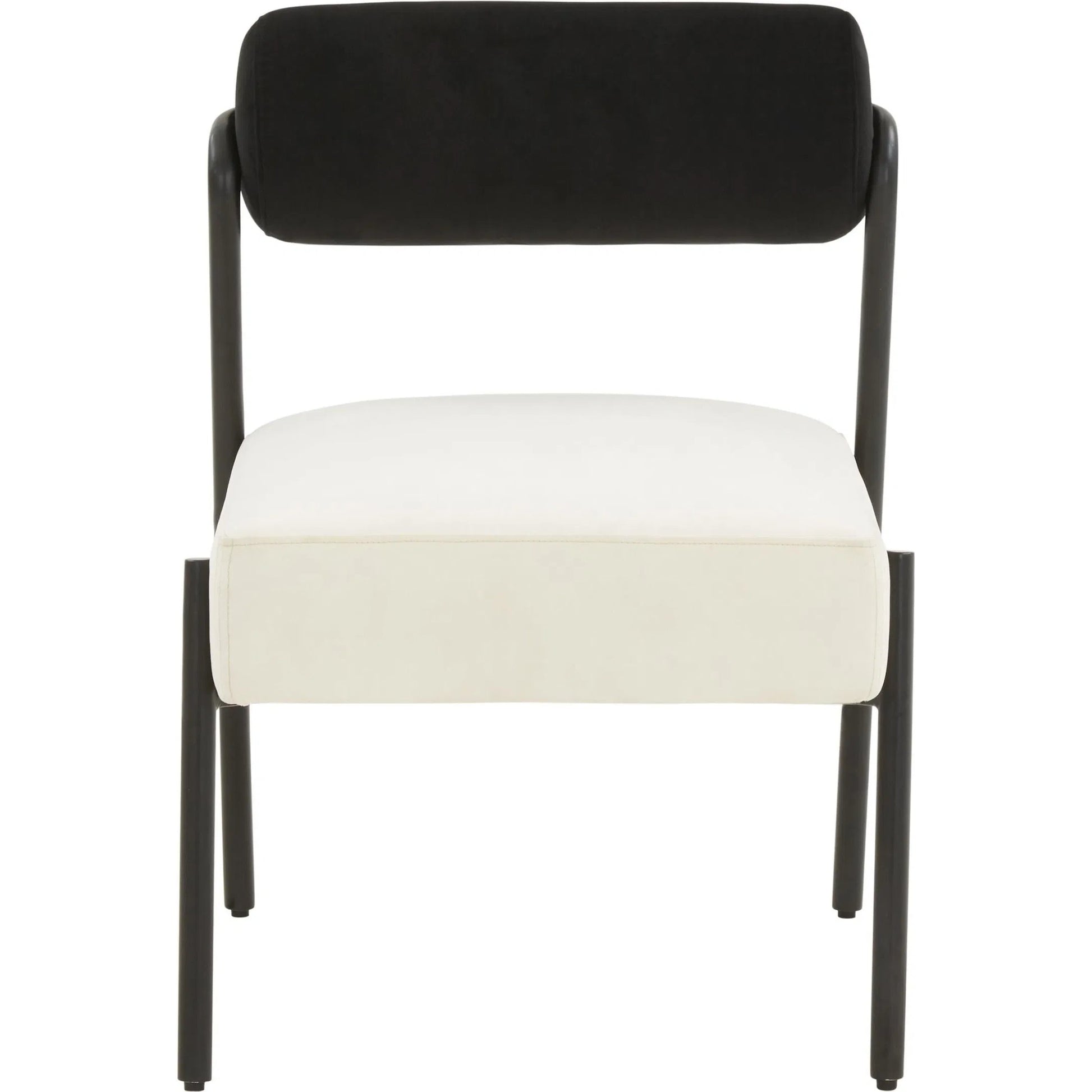 Jolene Velvet Accent Chair by TOV Furniture in black, cream. Made from iron, velvet, wood in a modern style.