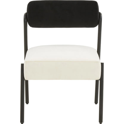 Jolene Velvet Accent Chair by TOV Furniture in black, cream. Made from iron, velvet, wood in a modern style.