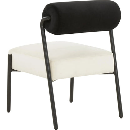 Jolene Velvet Accent Chair by TOV Furniture in black, cream. Made from iron, velvet, wood in a modern style.