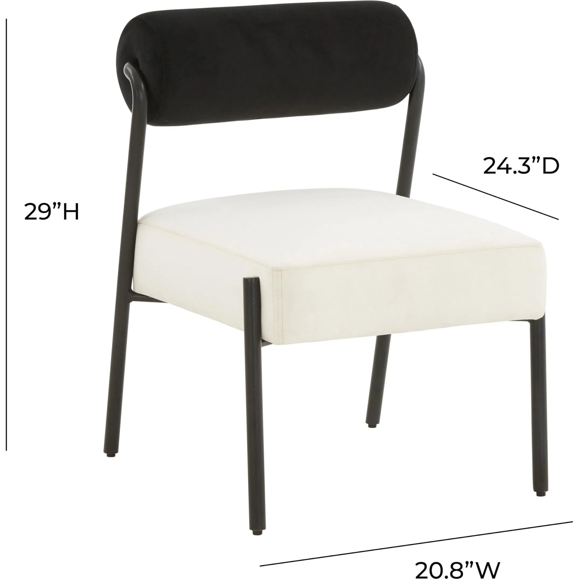 Jolene Velvet Accent Chair by TOV Furniture in black, cream. Made from iron, velvet, wood in a modern style.