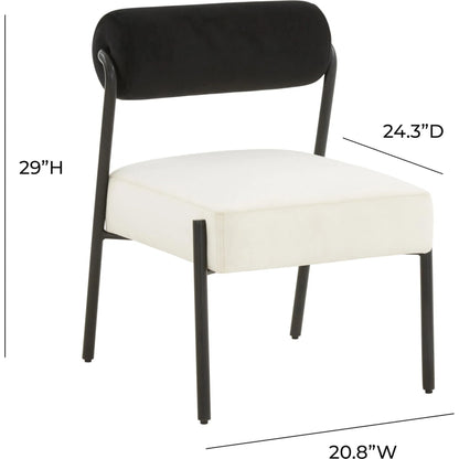 Jolene Velvet Accent Chair by TOV Furniture in black, cream. Made from iron, velvet, wood in a modern style.