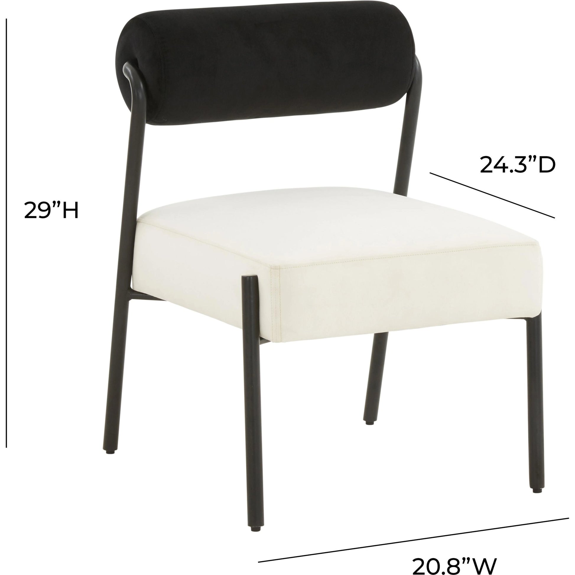 Jolene Velvet Accent Chair by TOV Furniture in black, cream. Made from iron, velvet, wood in a modern style.