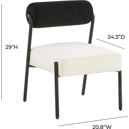 Jolene Velvet Accent Chair by TOV Furniture in black, cream. Made from iron, velvet, wood in a modern style.