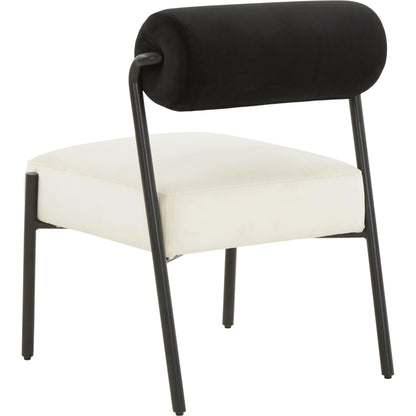 Jolene Velvet Accent Chair by TOV Furniture in black, cream. Made from iron, velvet, wood in a modern style.