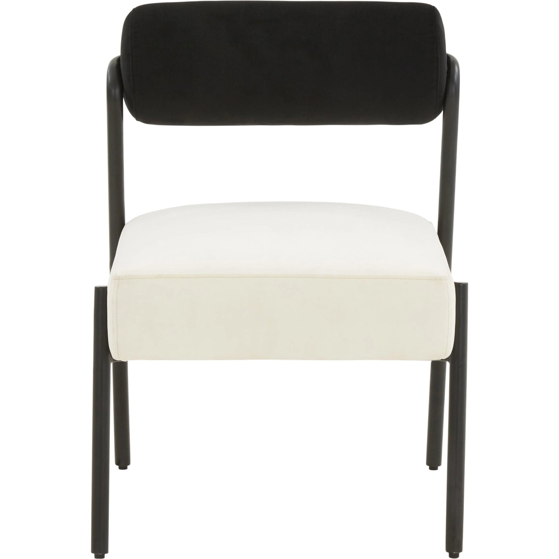 Jolene Velvet Accent Chair by TOV Furniture in black, cream. Made from iron, velvet, wood in a modern style.