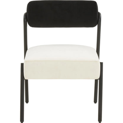 Jolene Velvet Accent Chair by TOV Furniture in black, cream. Made from iron, velvet, wood in a modern style.
