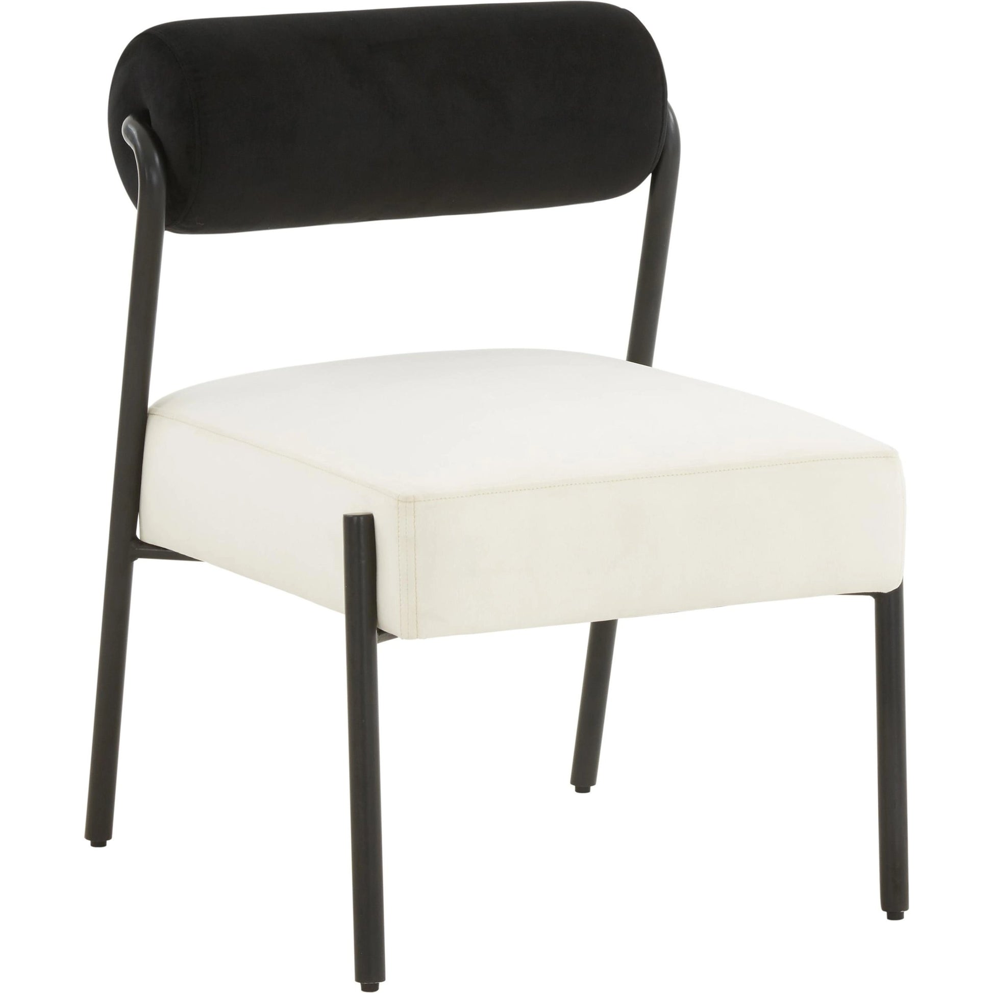 Jolene Velvet Accent Chair by TOV Furniture in black, cream. Made from iron, velvet, wood in a modern style.