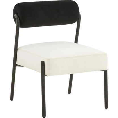 Jolene Velvet Accent Chair by TOV Furniture in black, cream. Made from iron, velvet, wood in a modern style.