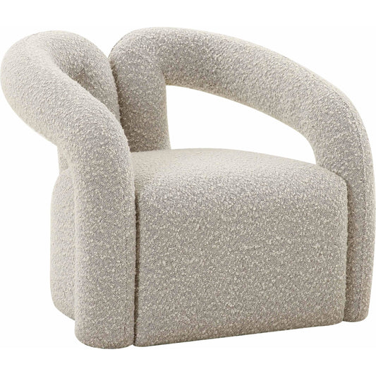Jenn Speckled Boucle Accent Chair by TOV Furniture in grey. Made from boucle, wood in a modern style.