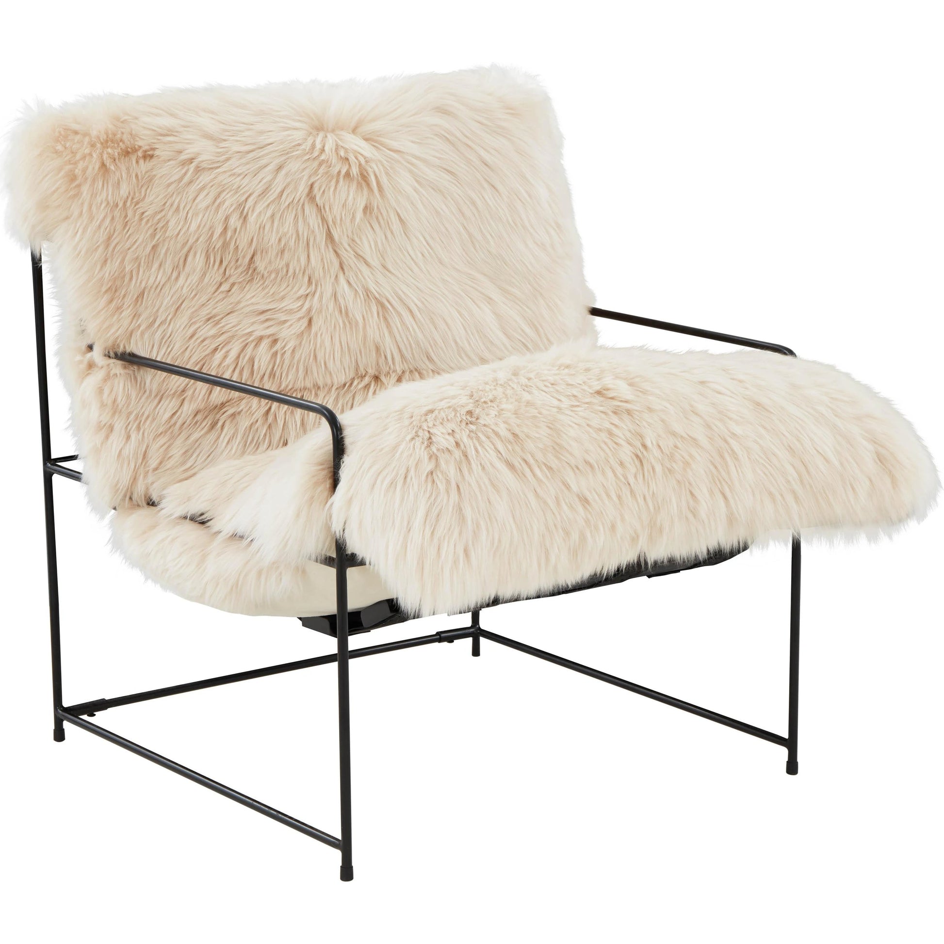 Kimi Genuine Sheepskin Chair by TOV Furniture. Made from iron, sheepskin, wood in a modern style.