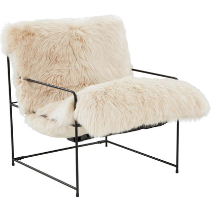 Kimi Genuine Sheepskin Chair by TOV Furniture. Made from iron, sheepskin, wood in a modern style.
