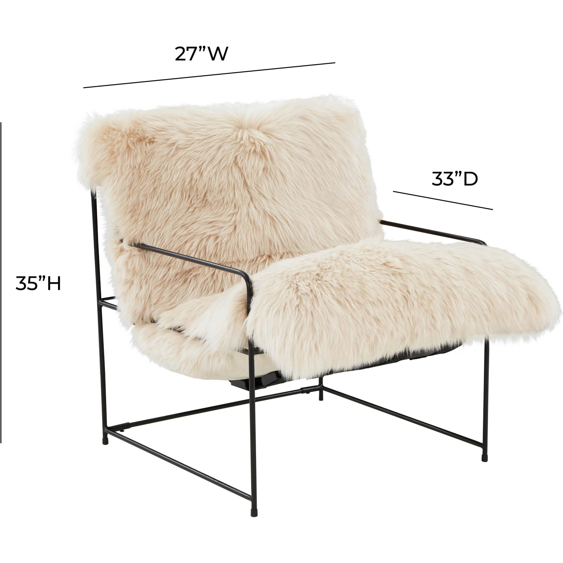Kimi Genuine Sheepskin Chair by TOV Furniture. Made from iron, sheepskin, wood in a modern style.