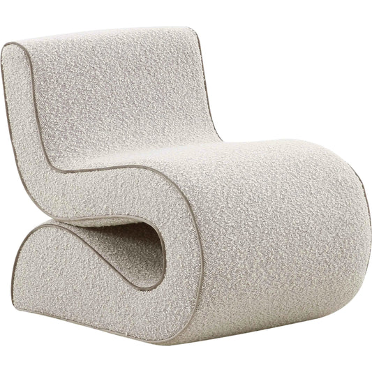 Senna Speckled Boucle Accent Chair by TOV Furniture in grey. Made from boucle, wood in a modern style.