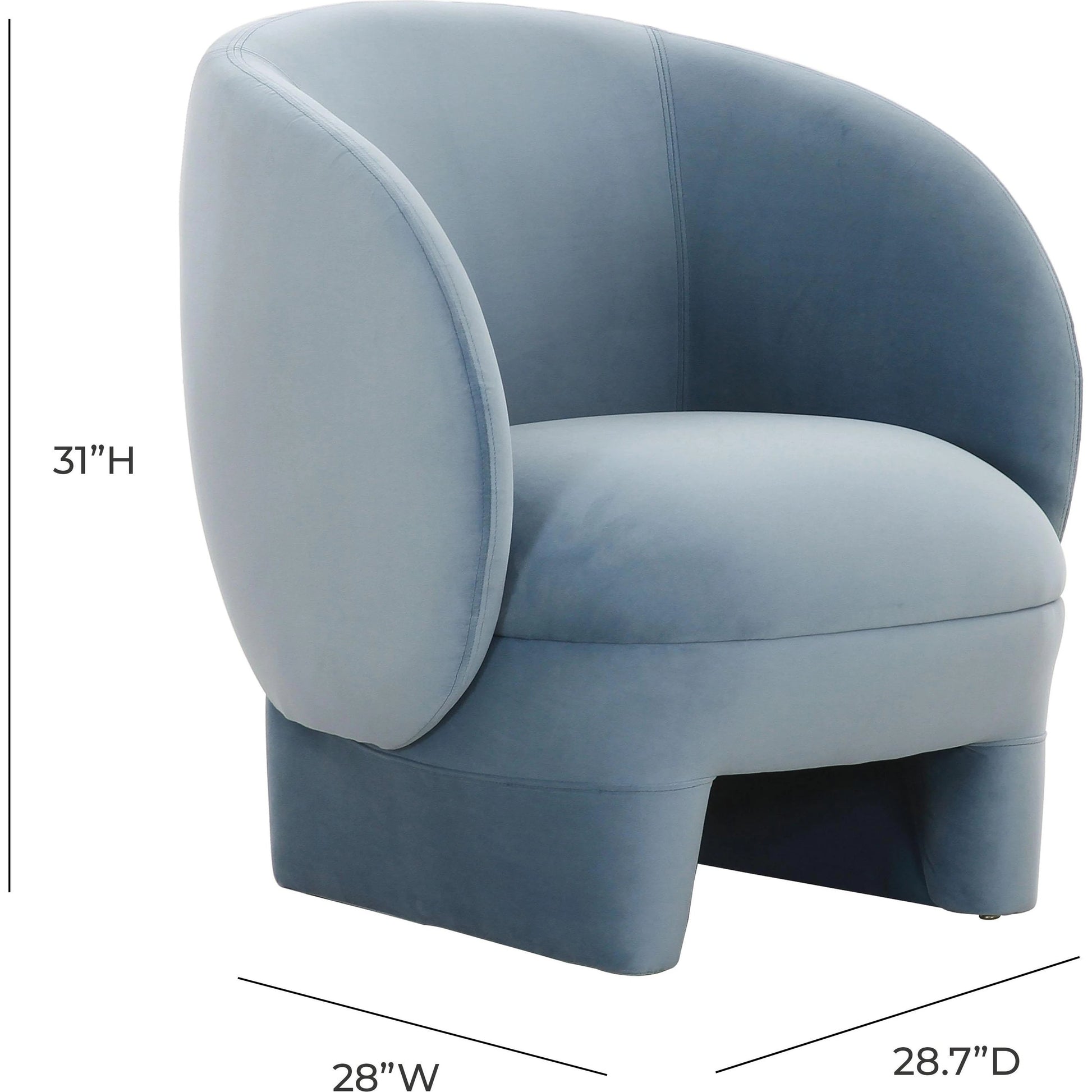 Kiki Velvet Accent Chair by TOV Furniture in blue. Made from pine, velvet in a modern style.