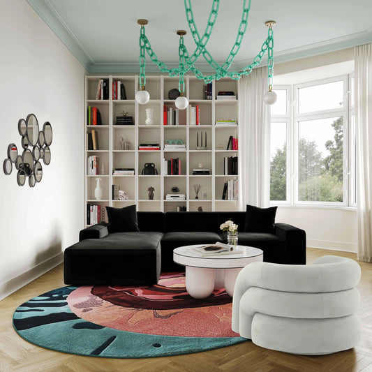 Slipper Velvet Swivel Chair by TOV Furniture in cream. Made from metal, pine, velvet in a modern style.