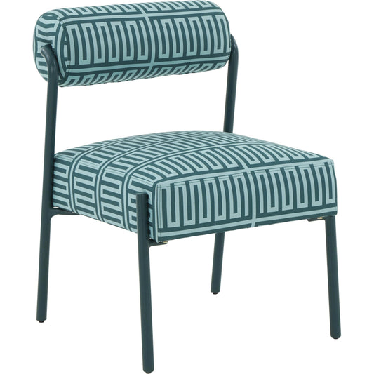 Jolene Patterned Linen Accent Chair by TOV Furniture in green, teal. Made from iron, linen, velvet in a modern style.