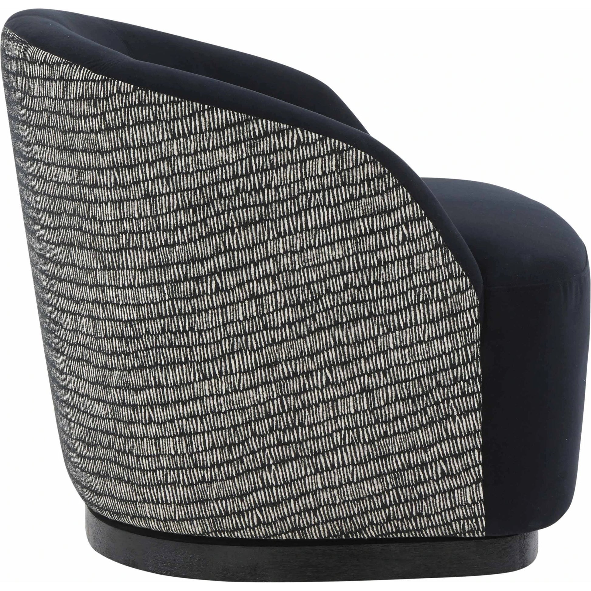 Reese Velvet Swivel Chair by TOV Furniture in black. Made from chenille, velvet, wood in a modern style.
