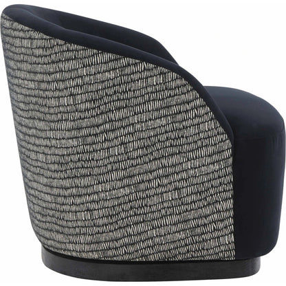 Reese Velvet Swivel Chair by TOV Furniture in black. Made from chenille, velvet, wood in a modern style.