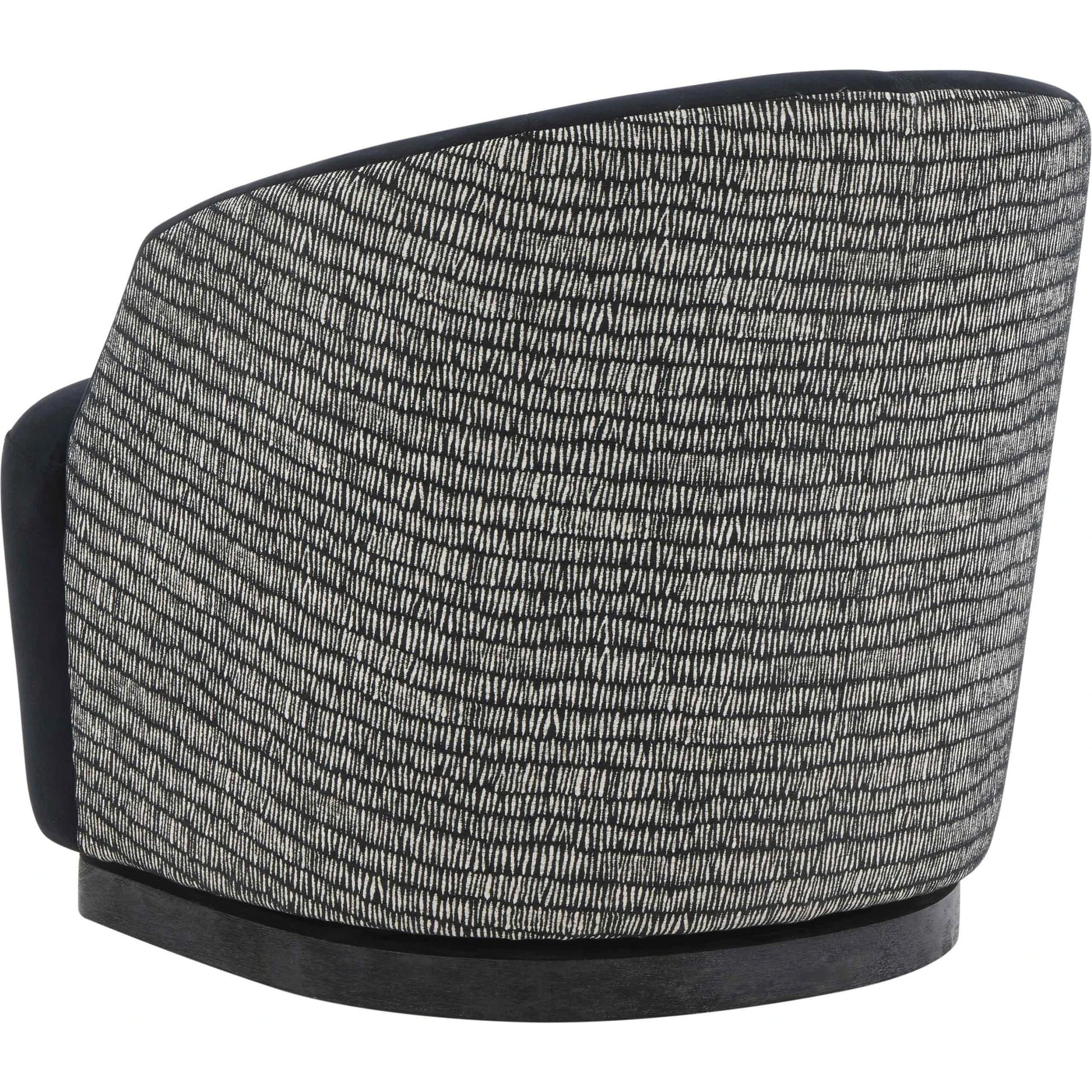 Reese Velvet Swivel Chair by TOV Furniture in black. Made from chenille, velvet, wood in a modern style.