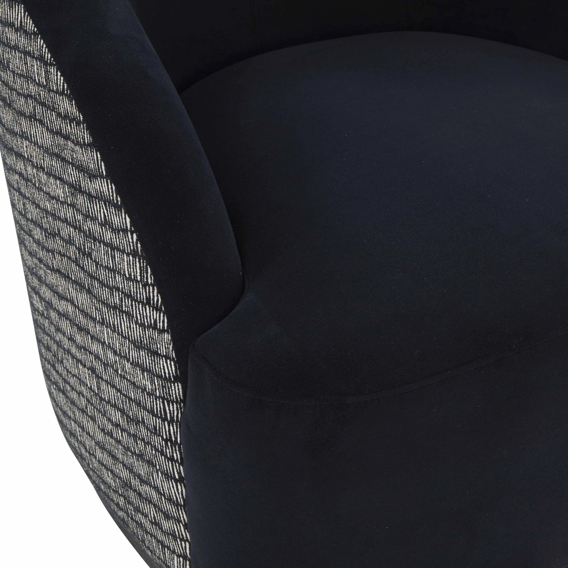 Reese Velvet Swivel Chair by TOV Furniture in black. Made from chenille, velvet, wood in a modern style.