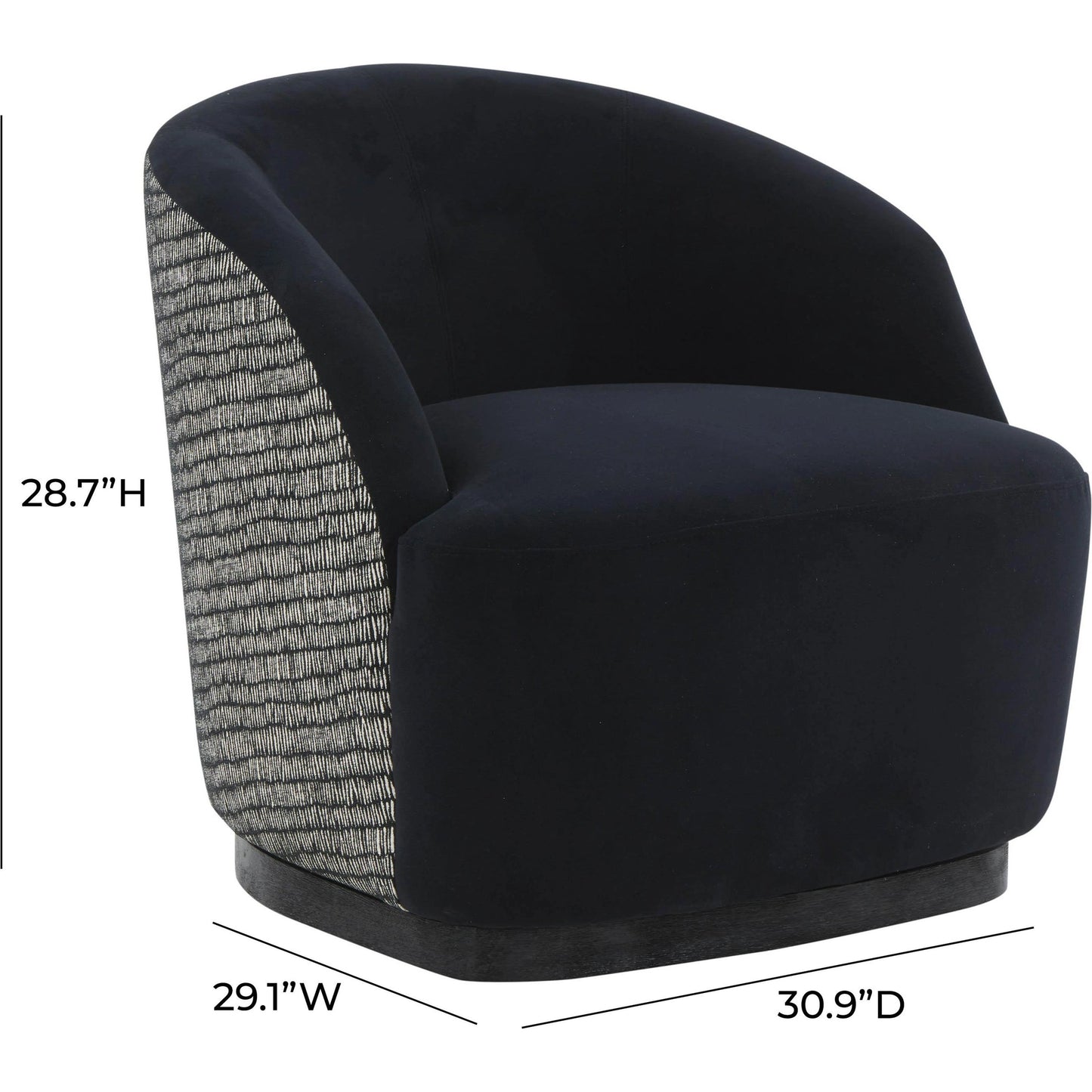 006 SI-2107506 | Additional Silo | Reese Velvet Swivel Chair by TOV Furniture in black. Made from chenille, velvet, wood in a modern style.