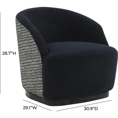 Reese Velvet Swivel Chair by TOV Furniture in black. Made from chenille, velvet, wood in a modern style.