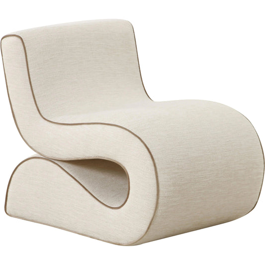 Senna Accent Chair by TOV Furniture in cream. Made from fabric, wood in a modern style.