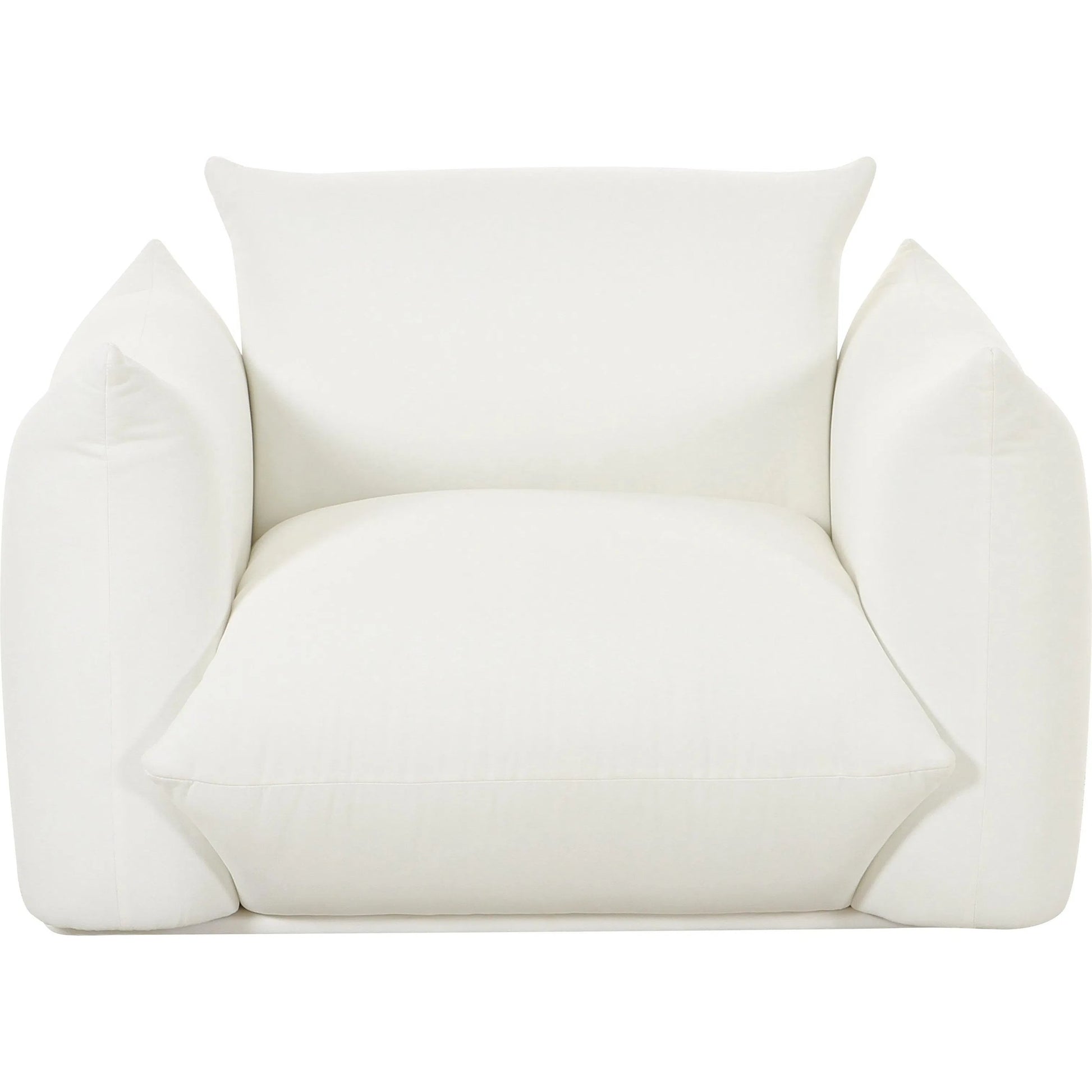 Saint Tropez Pearl Stuffed Armchair by TOV Furniture in white. Made from fabric in a unique style.