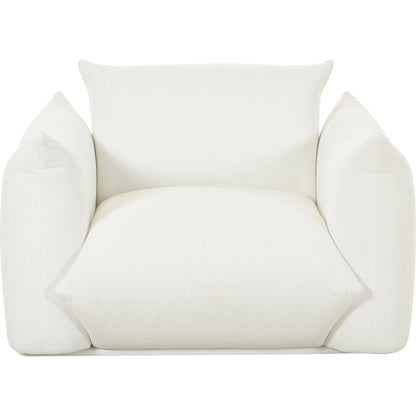 Saint Tropez Pearl Stuffed Armchair by TOV Furniture in white. Made from fabric in a unique style.