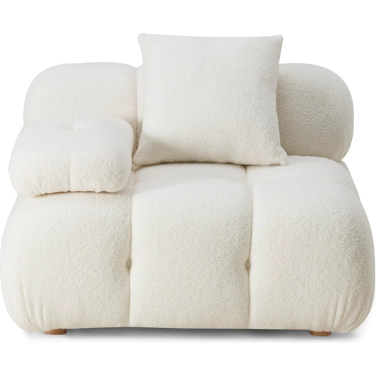 Calliope Vegan Shearling Modular Corner Chair by TOV Furniture in cream. Made from fabric, plywood, wood in a unique style.