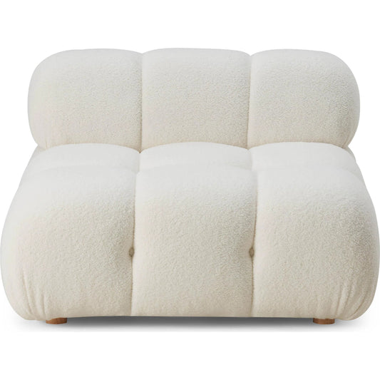 Calliope Vegan Shearling Modular Armless Chair by TOV Furniture in cream. Made from fabric, plywood, wood in a unique style.