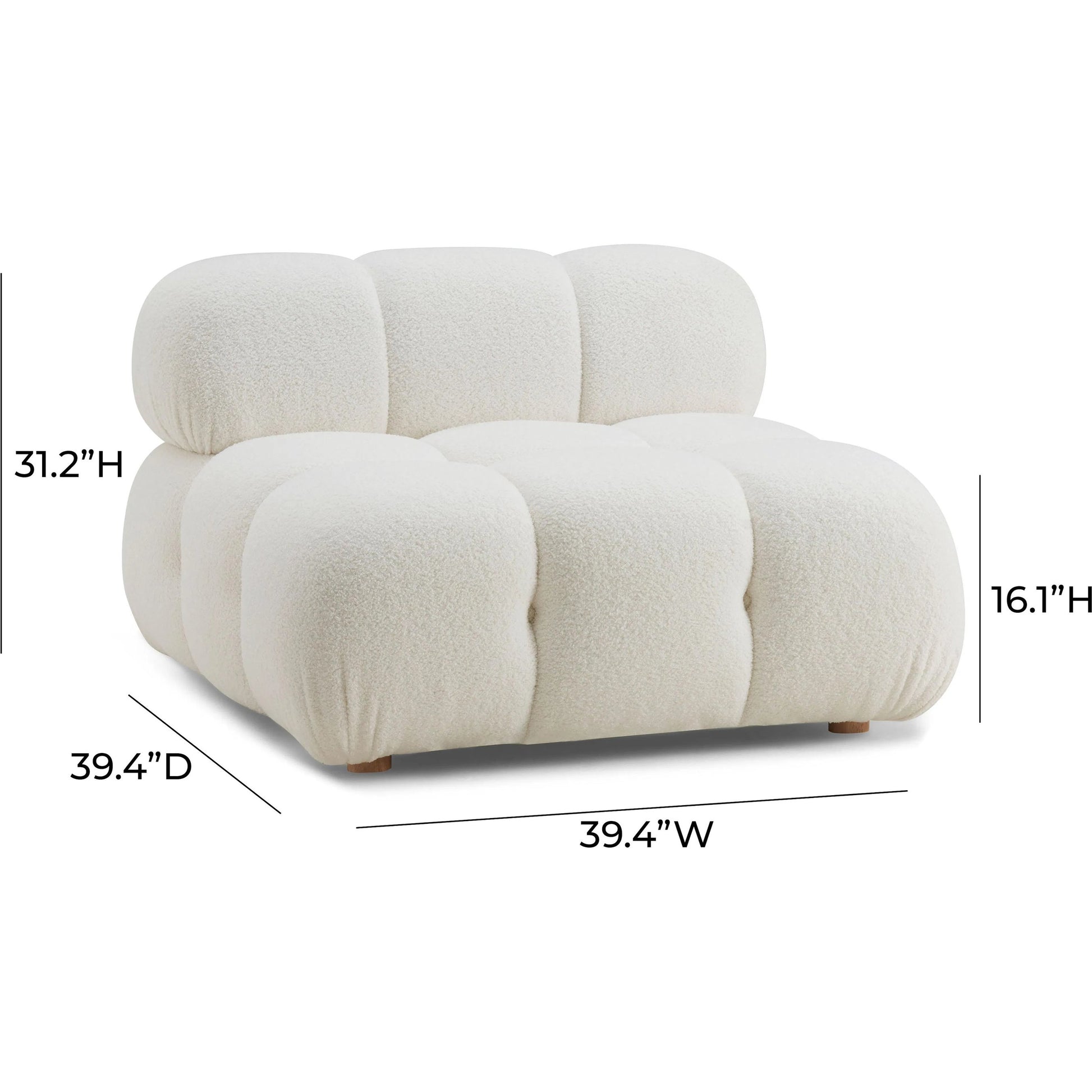 Calliope Vegan Shearling Modular Armless Chair by TOV Furniture. Made from fabric, plywood, wood in a transitional style.