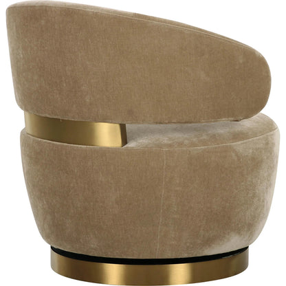 Austin Upcycled Swivel Chair by TOV Furniture. Made from plywood, recycled fabric, stainless steel in a traditional style.