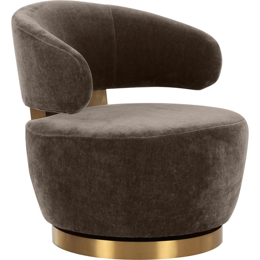 Austin Upcycled Swivel Chair by TOV Furniture. Made from plywood, recycled fabric, stainless steel in a unique style.