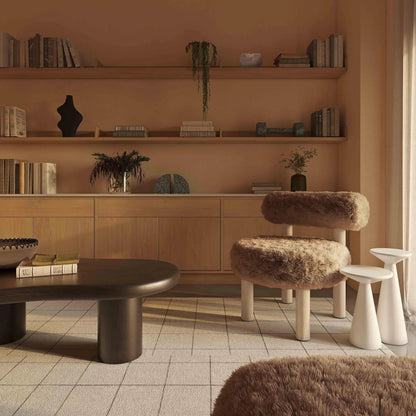 Carmel Vegan Shearling Accent Chair by TOV Furniture. Made from faux shearling, plywood, wood in a transitional style.