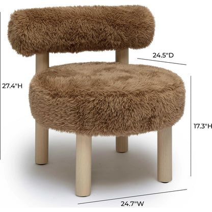 Carmel Vegan Shearling Accent Chair by TOV Furniture. Made from faux shearling, plywood, wood in a transitional style.