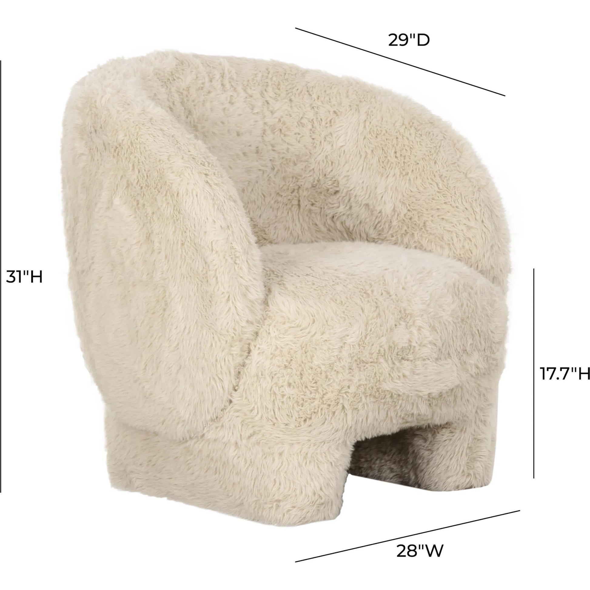 Kiki Vegan Shearling Accent Chair by TOV Furniture. Made from faux shearling, plywood in a modern style.