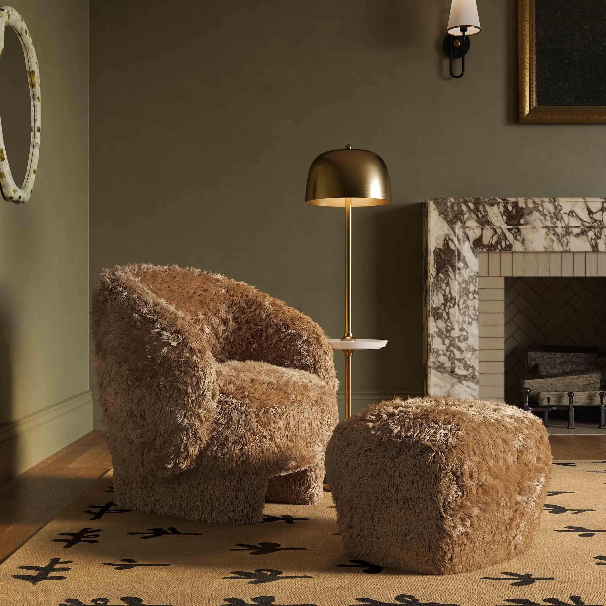 Kiki Vegan Shearling Accent Chair by TOV Furniture. Made from faux shearling, plywood in a modern style.