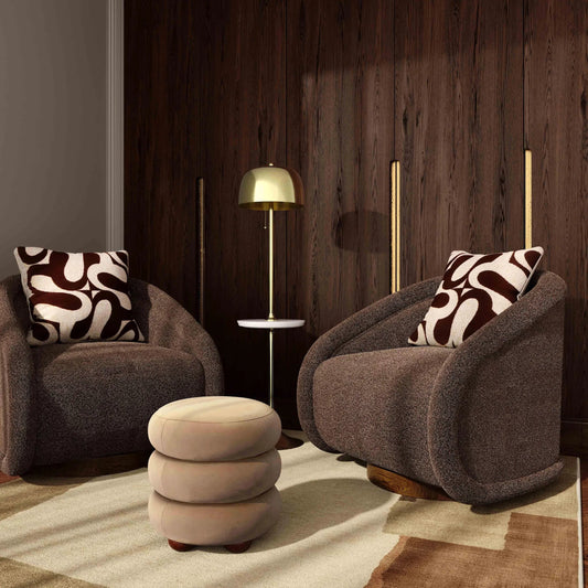 Rory Boucle Swivel Chair by TOV Furniture. Made from boucle, wood in a transitional style.