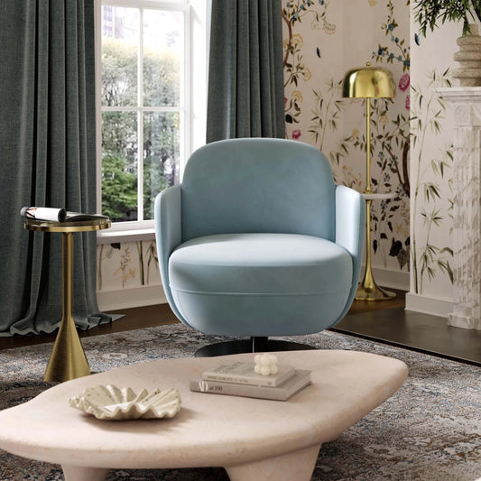 Solange Velvet Swivel Chair by TOV Furniture. Made from iron, plywood, velvet in a unique style.