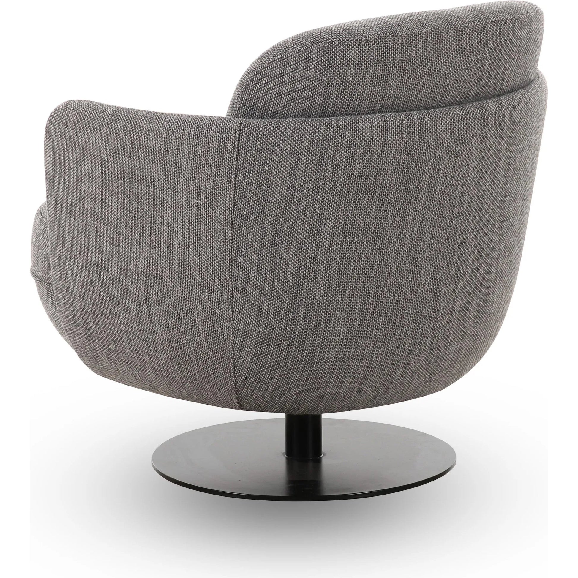 Solange Textured Weave Swivel Chair by TOV Furniture in grey. Made from iron, plywood, velvet in a unique style.