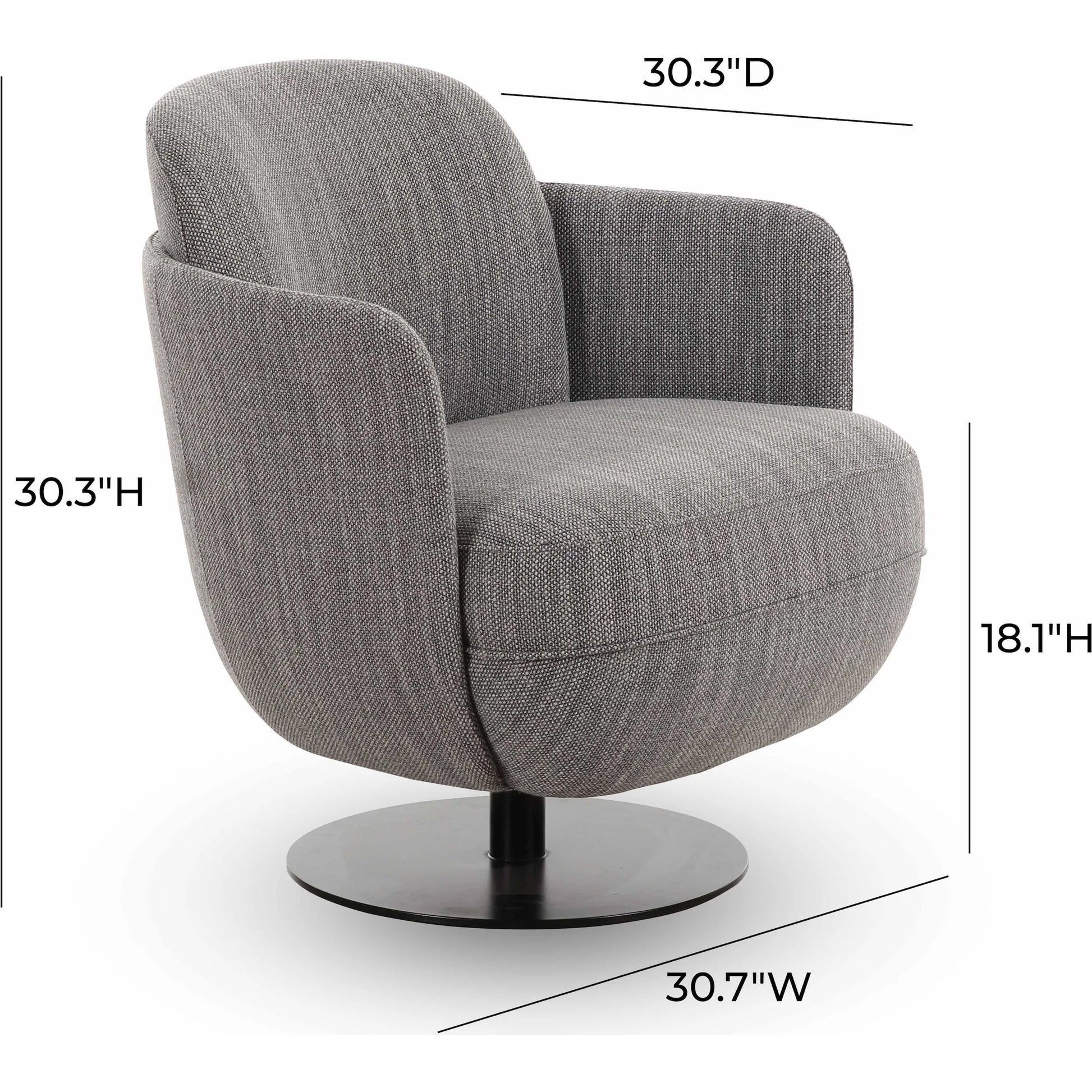 Solange Textured Weave Swivel Chair by TOV Furniture in grey. Made from iron, plywood, velvet in a unique style.