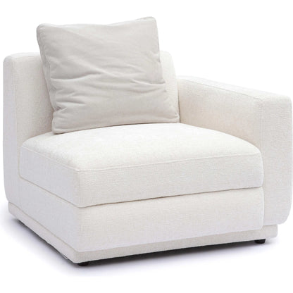 Perry Chenille Modular RAF Corner Chair by TOV Furniture in cream. Made from chenille, plywood, wood in a transitional style.