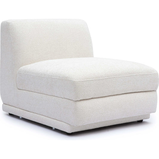 Perry Chenille Modular Armless Chair by TOV Furniture in cream. Made from chenille, plywood, wood in a unique style.