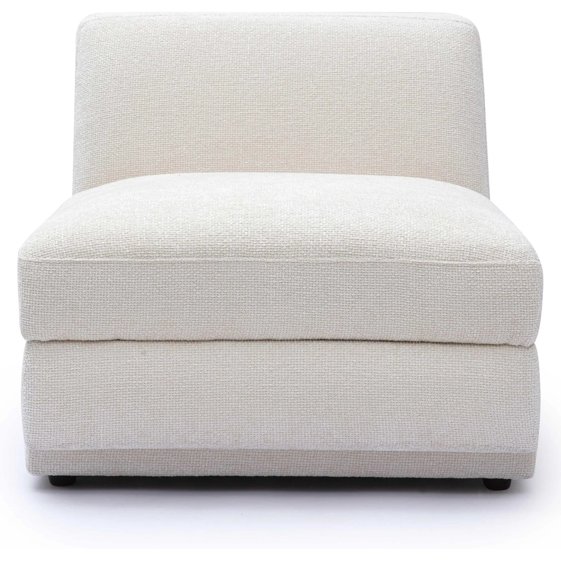 Perry Chenille Modular Armless Chair by TOV Furniture in cream. Made from chenille, plywood, wood in a transitional style.