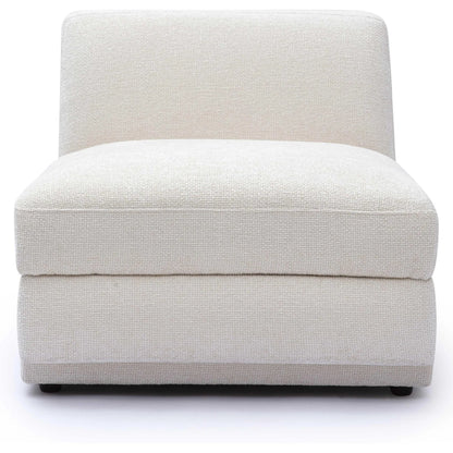Perry Chenille Modular Armless Chair by TOV Furniture in cream. Made from chenille, plywood, wood in a transitional style.